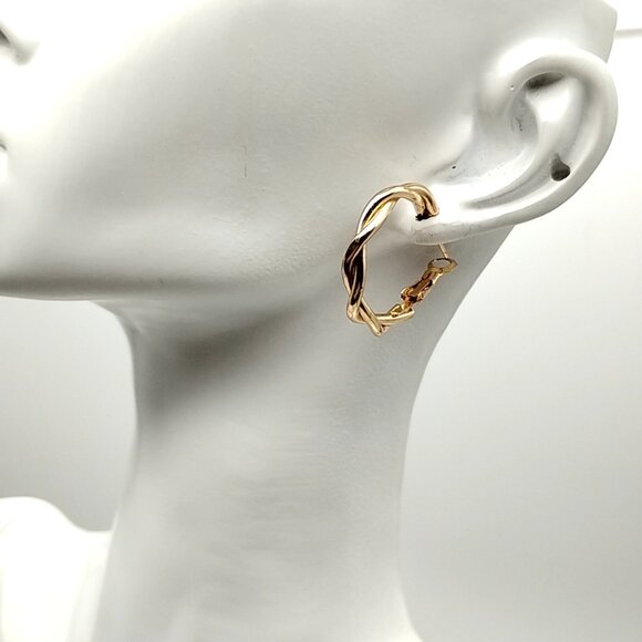 Gold-tone Twisted Hoop Earrings - Picture 3 of 13